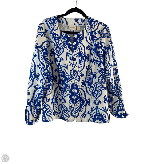 Blazer By Chicos In Blue & White, Size: L