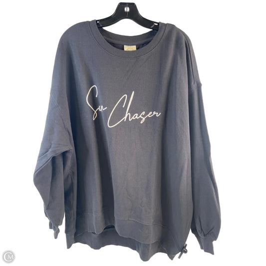 Sweatshirt Crewneck By Puravida In Grey & White, Size: 2x