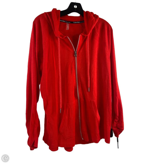Athletic Top Long Sleeve Hoodie By Calvin Klein Performance In Orange, Size: 1x