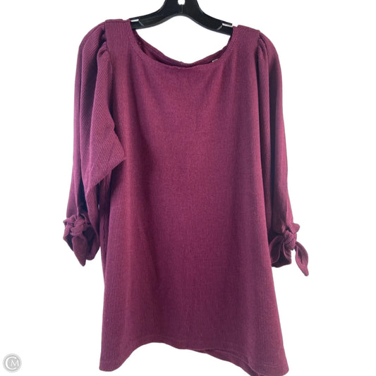 Top 3/4 Sleeve By Max Studio In Maroon, Size: 1x