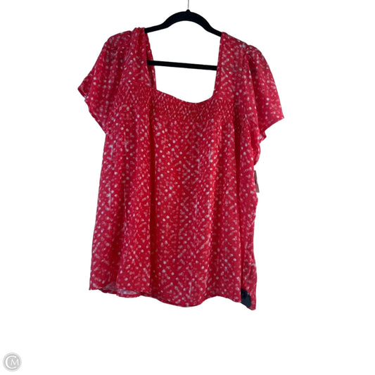 Top Short Sleeve By Zac And Rachel In Red & White, Size: 1x