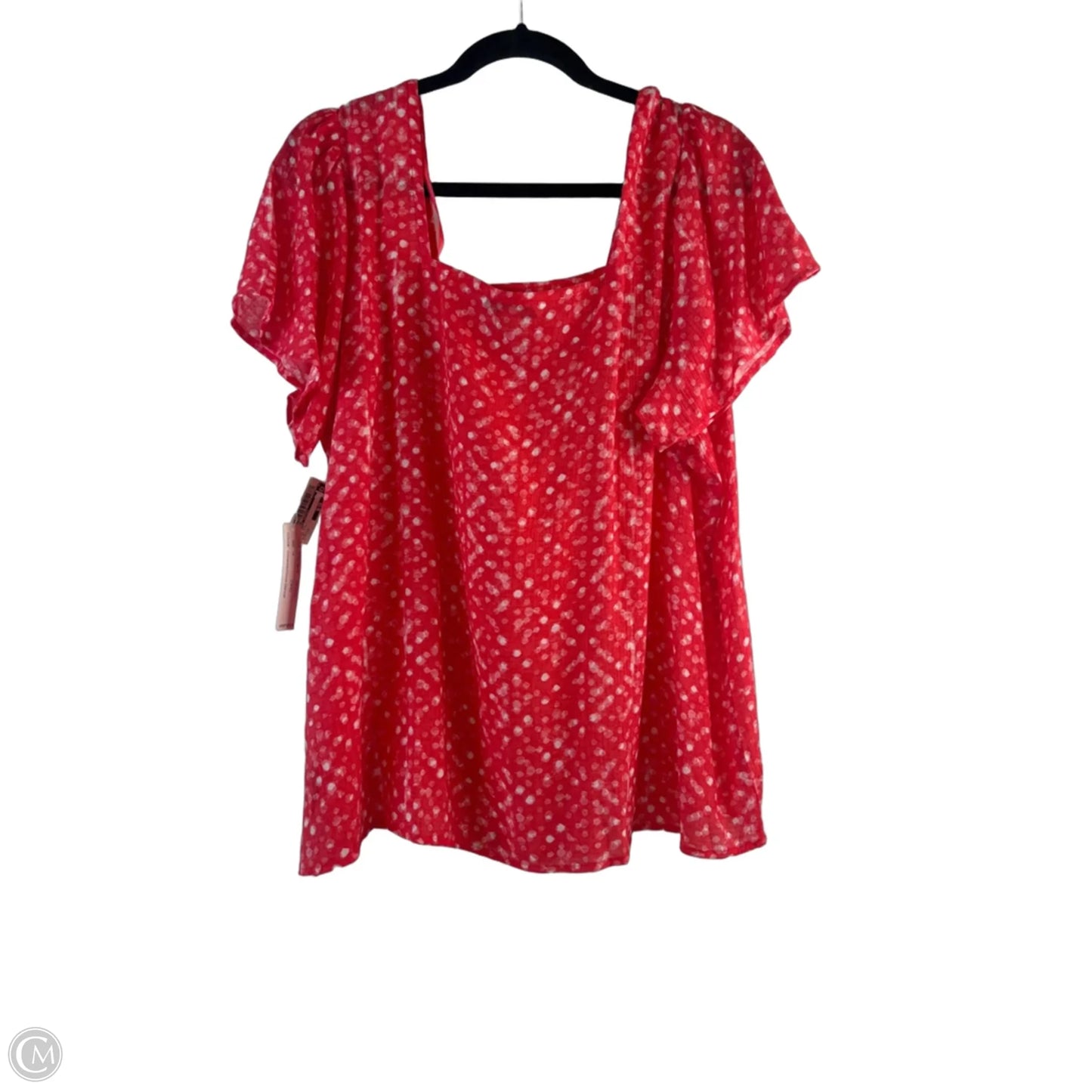 Top Short Sleeve By Zac And Rachel In Red & White, Size: 1x