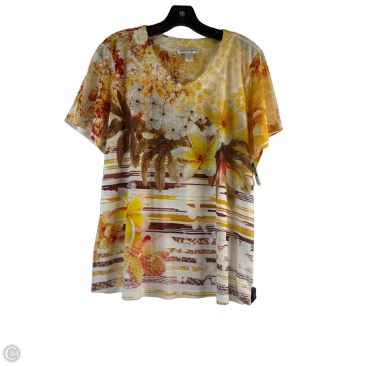 Top Short Sleeve By Christopher And Banks In Yellow, Size: Xl