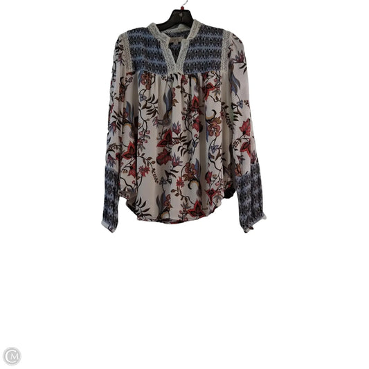Top Long Sleeve By Loft In Blue & Cream, Size: Xs