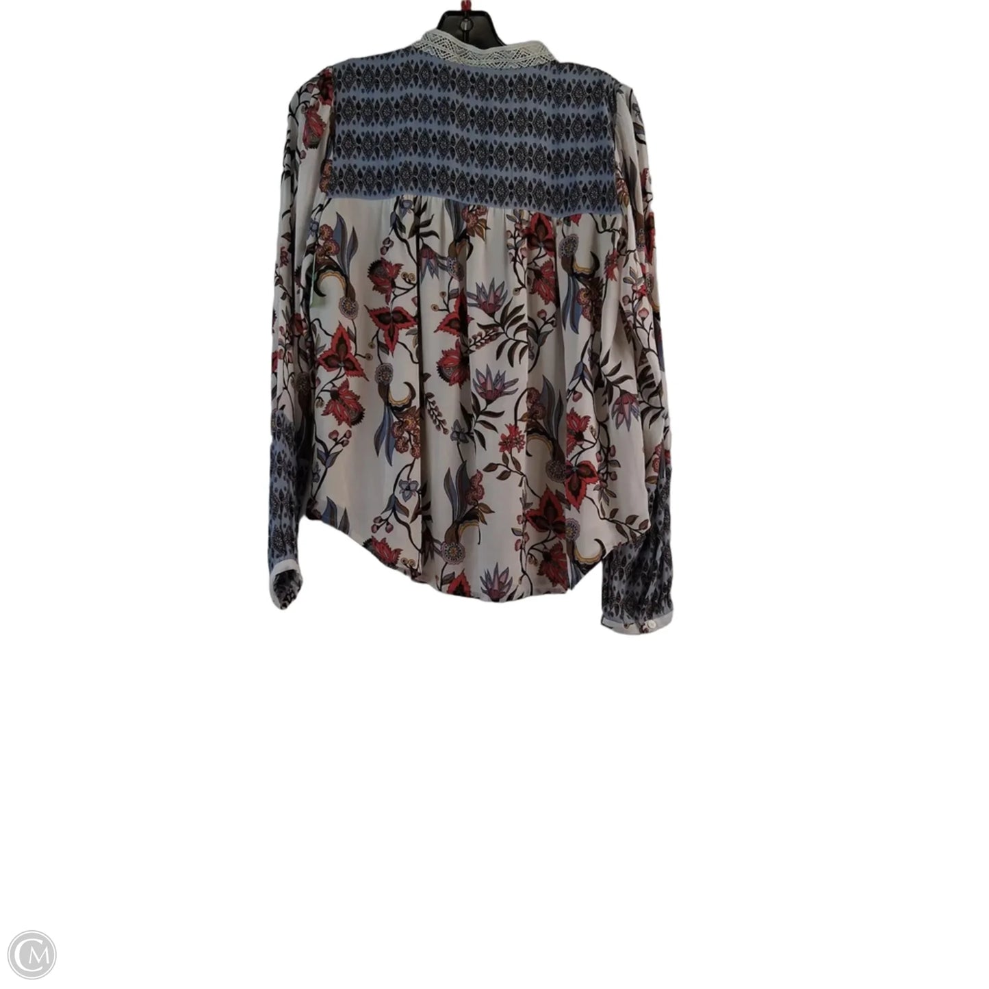 Top Long Sleeve By Loft In Blue & Cream, Size: Xs