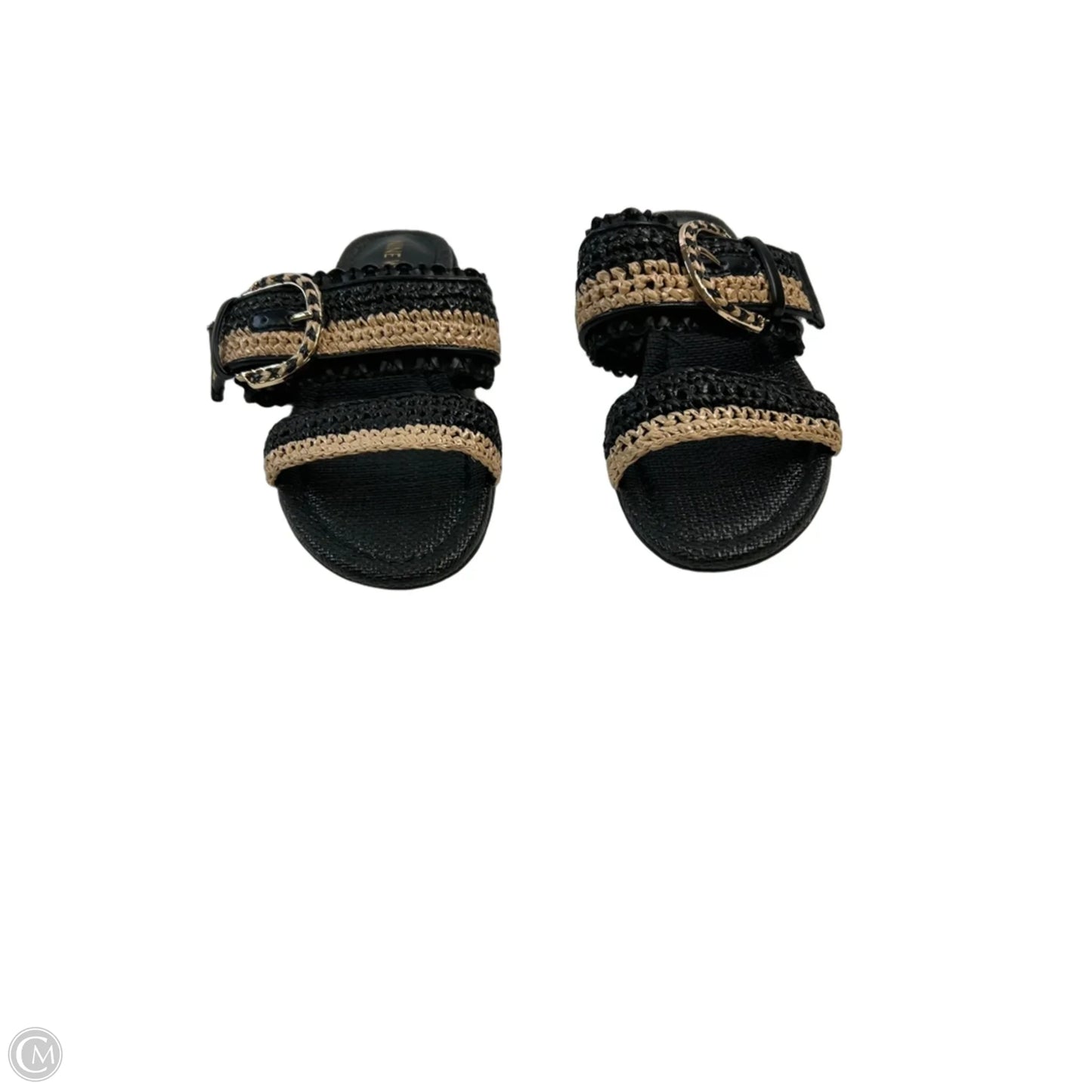 Sandals Flats By Nine West In Black & Tan, Size: 6.5