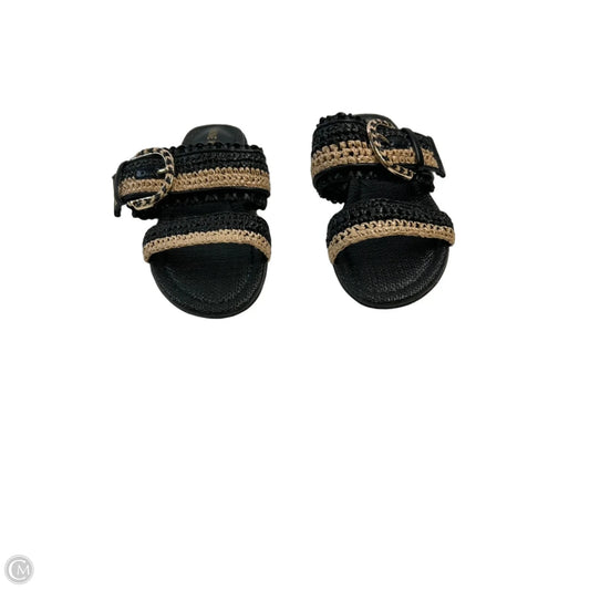 Sandals Flats By Nine West In Black & Tan, Size: 6.5