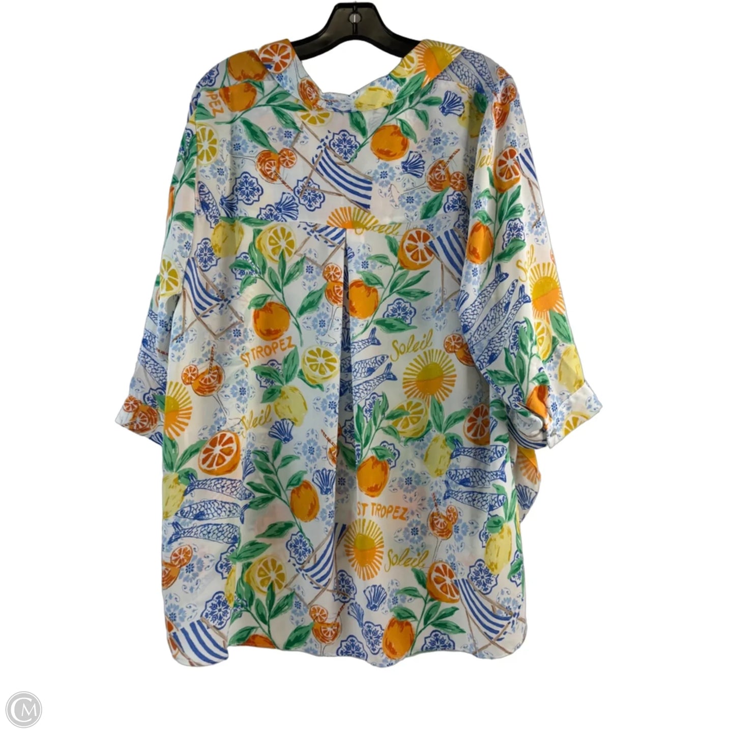 Top Short Sleeve By Rose And Olive In Green & Orange, Size: 1x