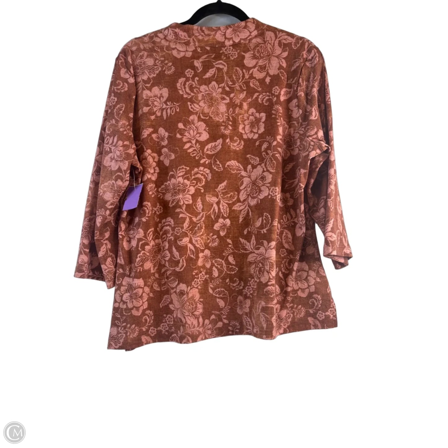 Top 3/4 Sleeve Basic By Isaac Mizrahi Live Qvc In Orange & Pink, Size: L