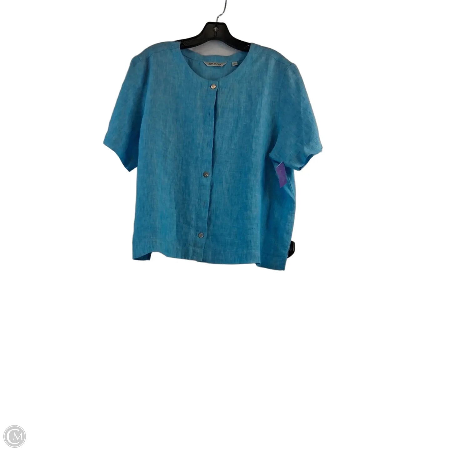 Top Short Sleeve By Orvis In Aqua, Size: L