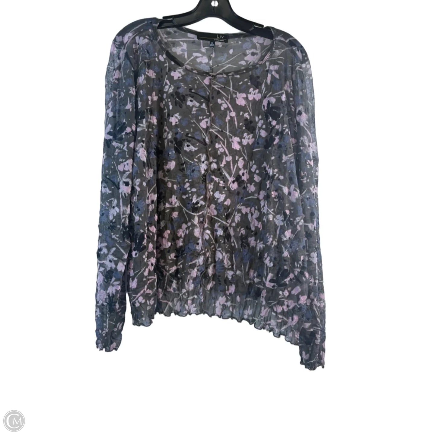 Top Long Sleeve By Habitat In Grey & Pink, Size: Xl