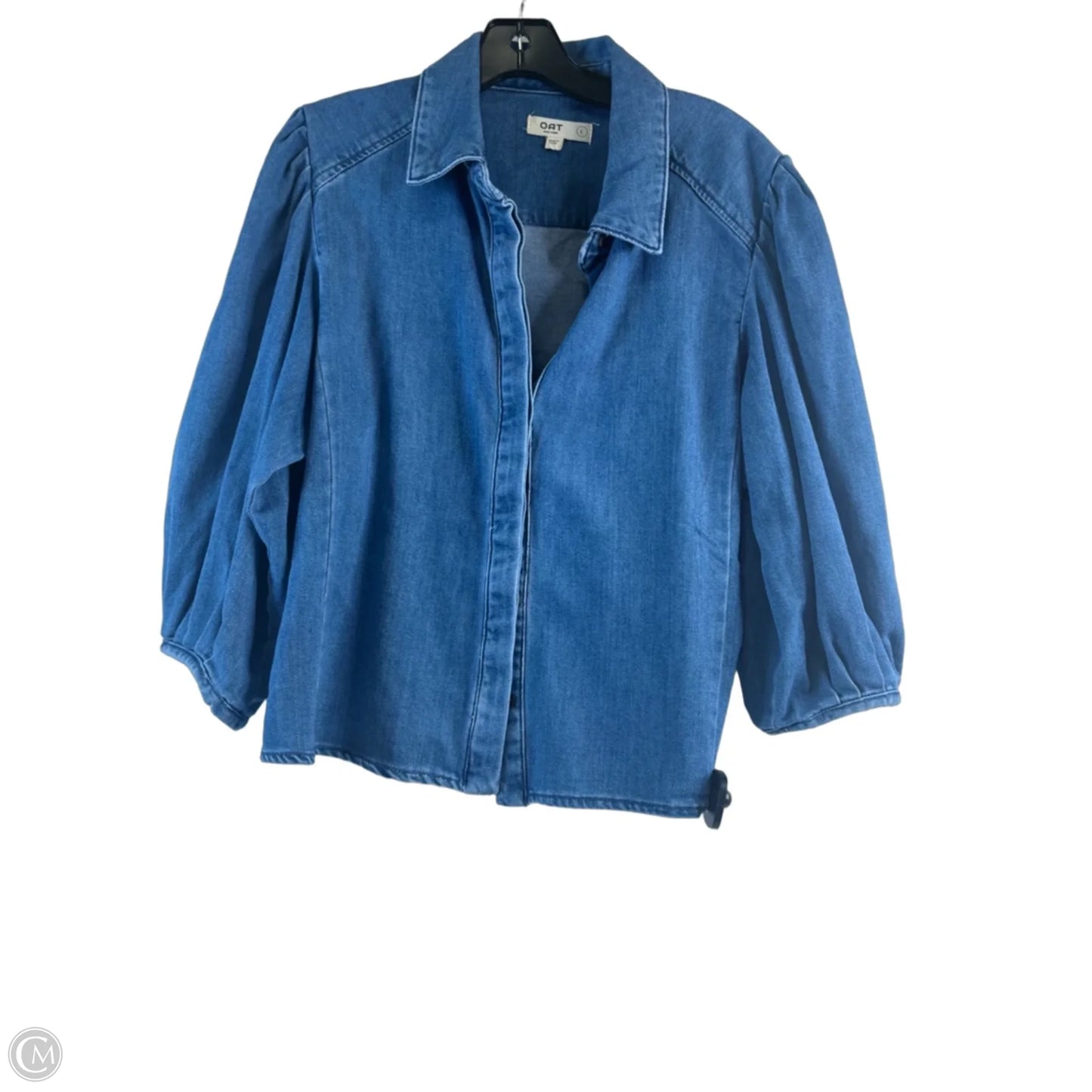 Top 3/4 Sleeve By Oat In Blue Denim, Size: L