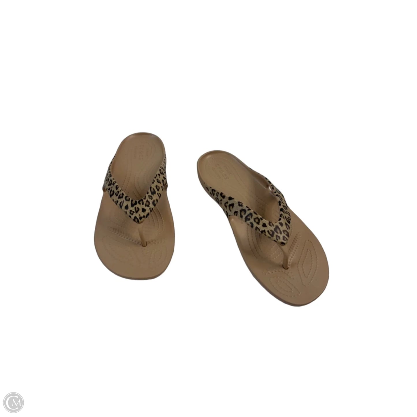 Sandals Flip Flops By Crocs In Leopard Print, Size: 9