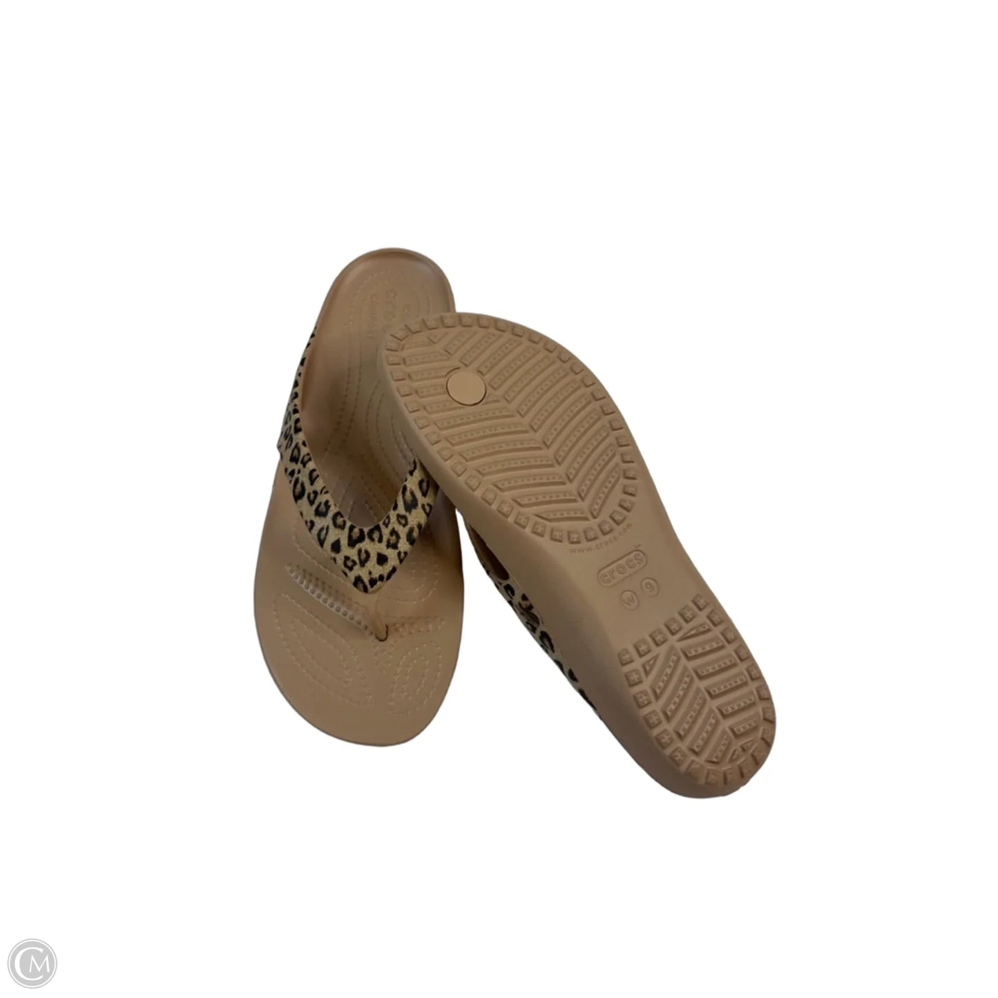 Sandals Flip Flops By Crocs In Leopard Print, Size: 9