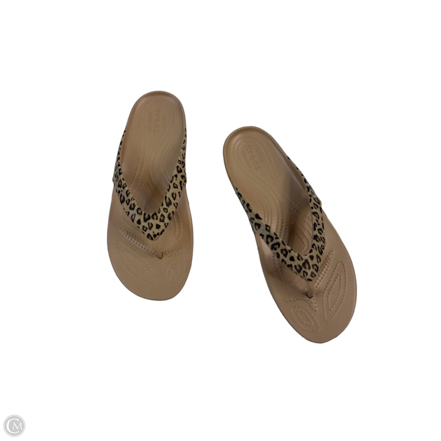 Sandals Flip Flops By Crocs In Leopard Print, Size: 9