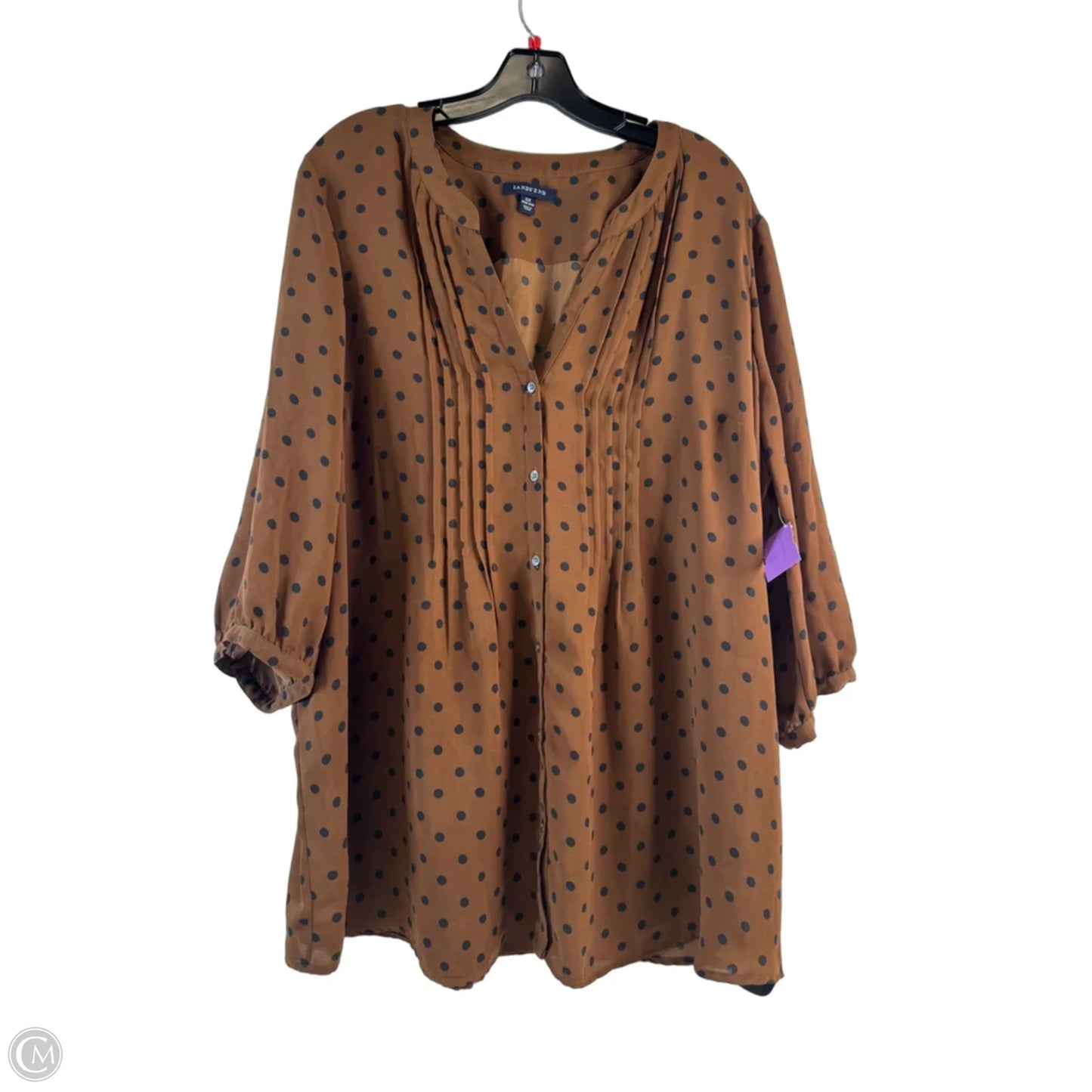 Top Short Sleeve By Lands End In Polkadot Pattern, Size: 2x