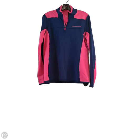 Athletic Top Long Sleeve Collar By Vineyard Vines In Blue & Pink, Size: M