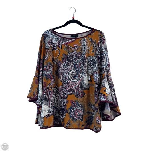 Top 3/4 Sleeve By Msk In Blue & Yellow, Size: 1x