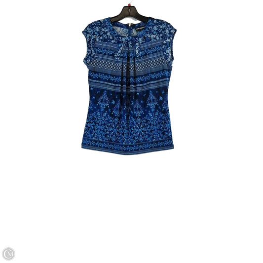 Top Short Sleeve Designer By Karl Lagerfeld In Blue & White, Size: Xs