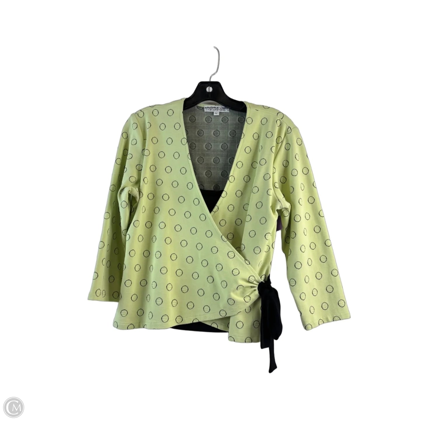 Top 3/4 Sleeve By Clothes Mentor In Black & Yellow, Size: L