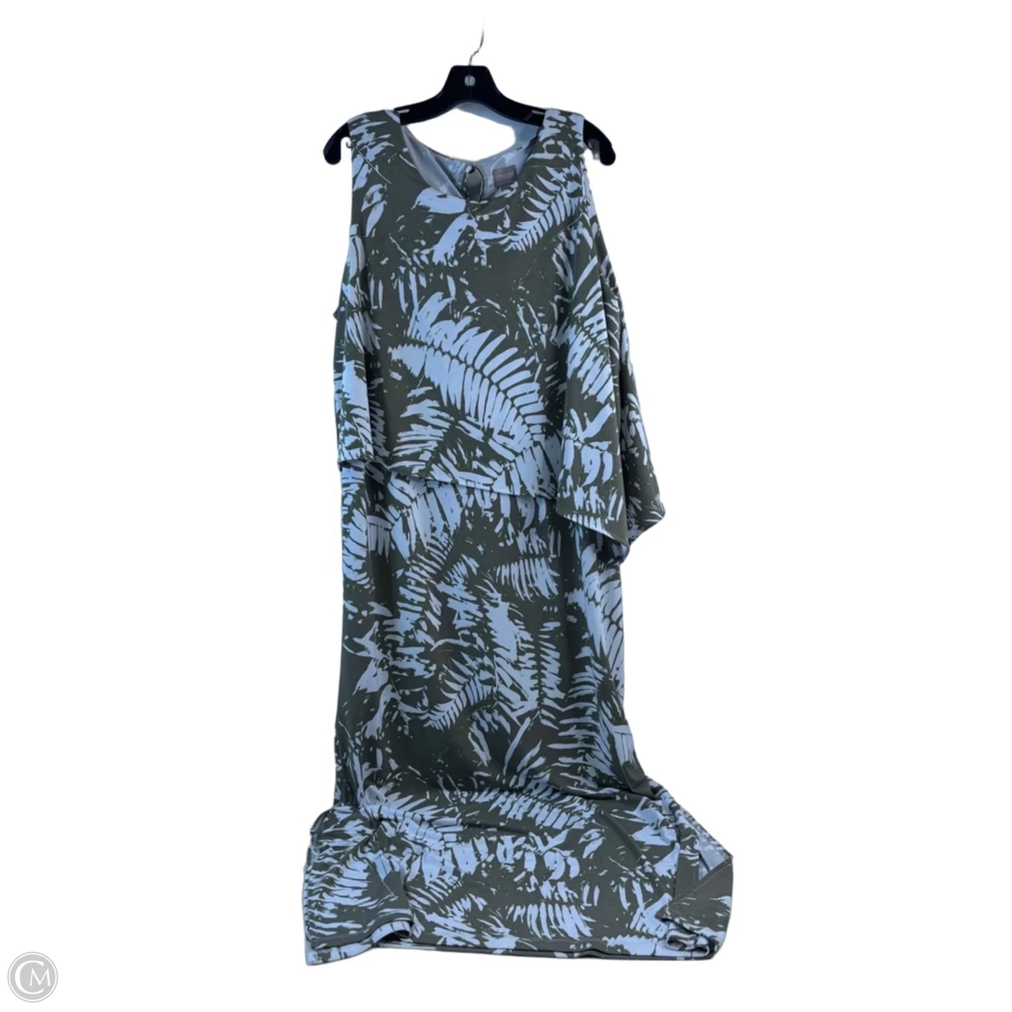 Dress Casual Maxi By Chicos In Green & White, Size: Xl