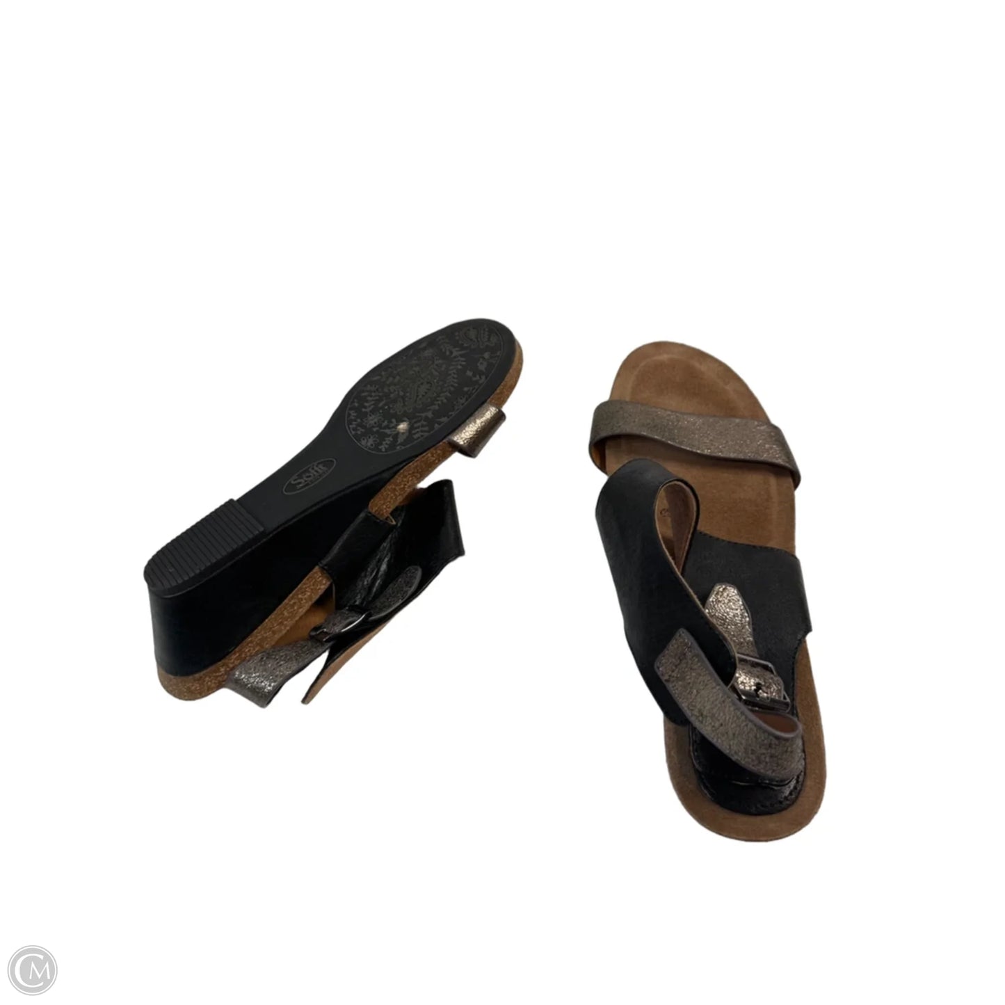 Sandals Heels Wedge By Sofft In Black & Tan, Size: 11