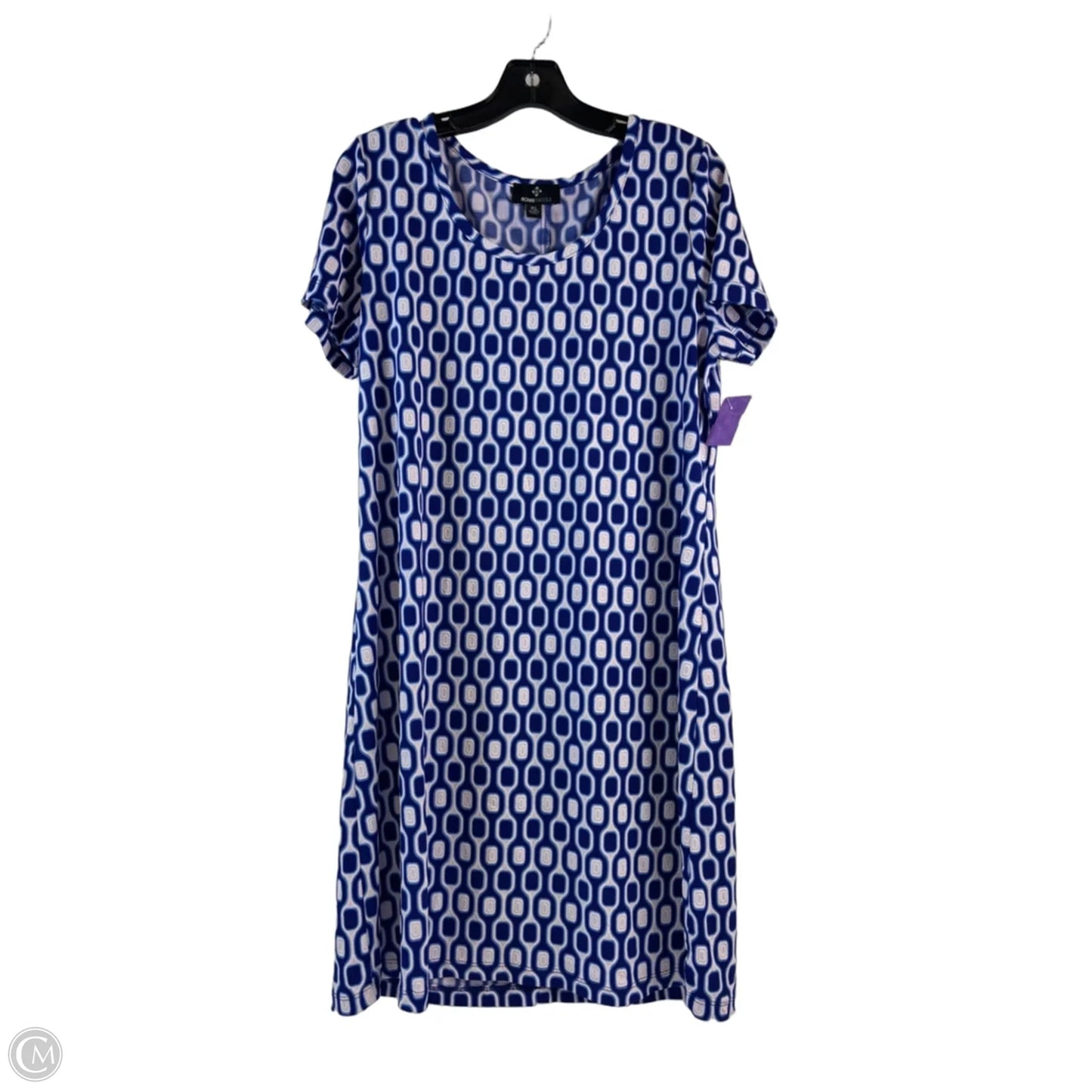 Dress Casual Short By Ronnie Nicole In Blue & White, Size: Xl