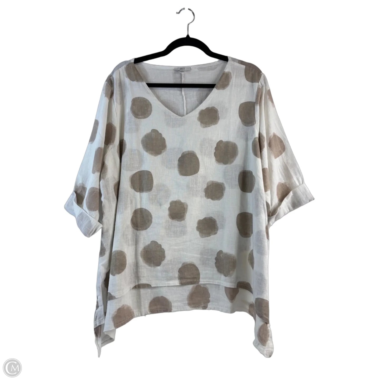 Top 3/4 Sleeve By Kaktus In Brown & White, Size: S
