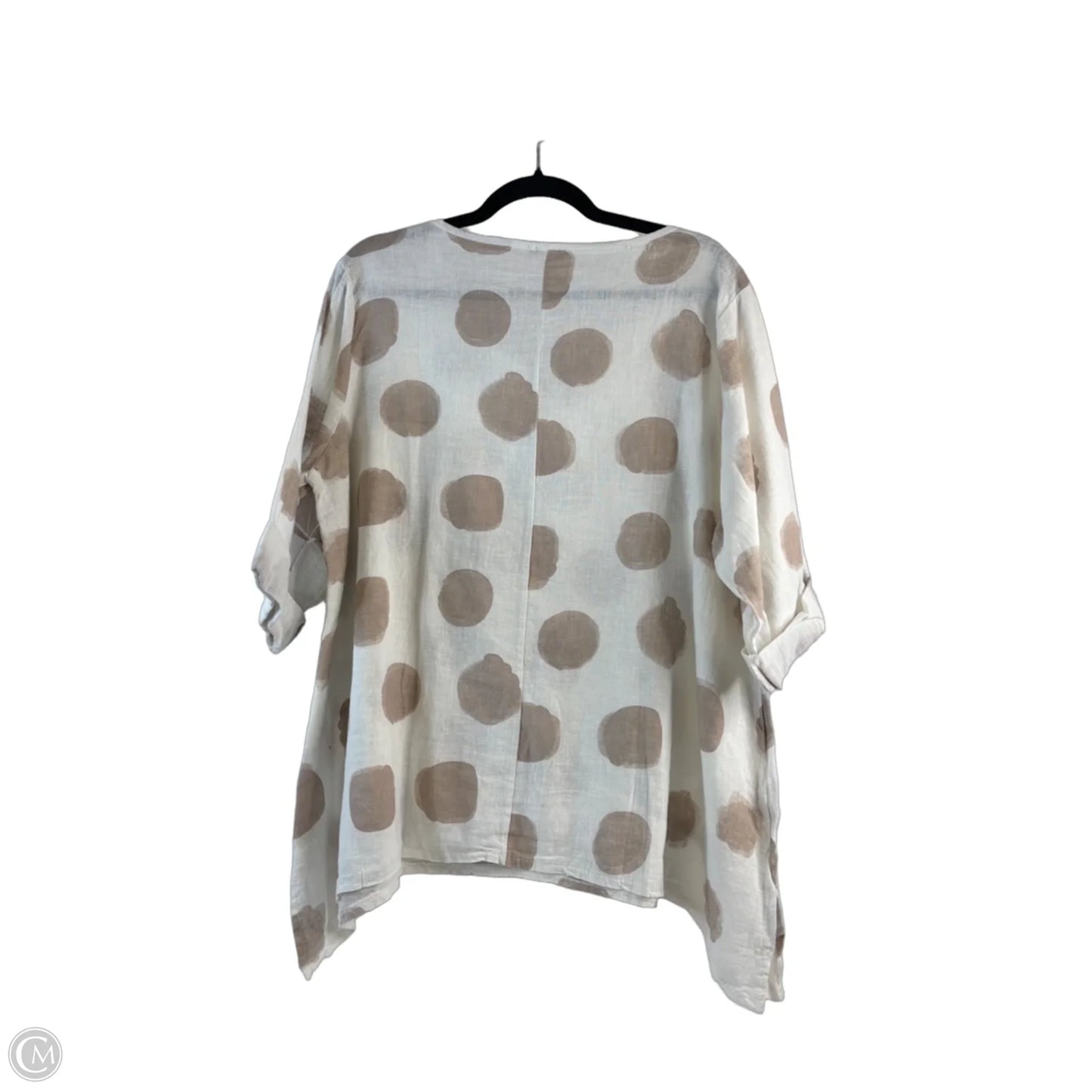 Top 3/4 Sleeve By Kaktus In Brown & White, Size: S