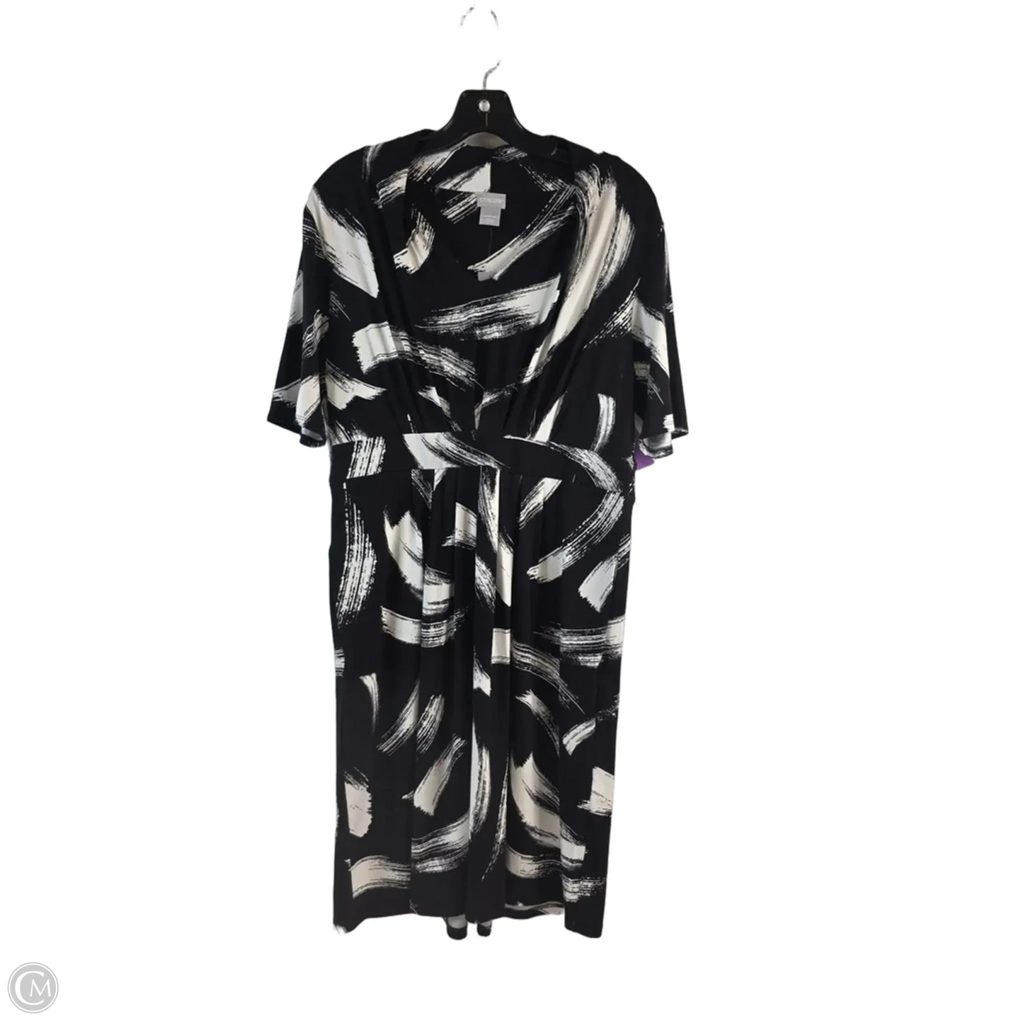 Dress Casual Midi By Chicos In Black & White, Size: M