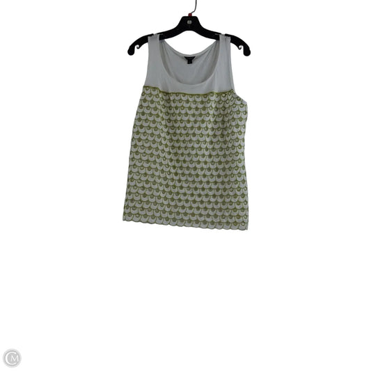 Top Sleeveless Basic By Ann Taylor In White & Yellow, Size: L