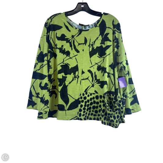 Top 3/4 Sleeve By Habitat In Black & Green, Size: M
