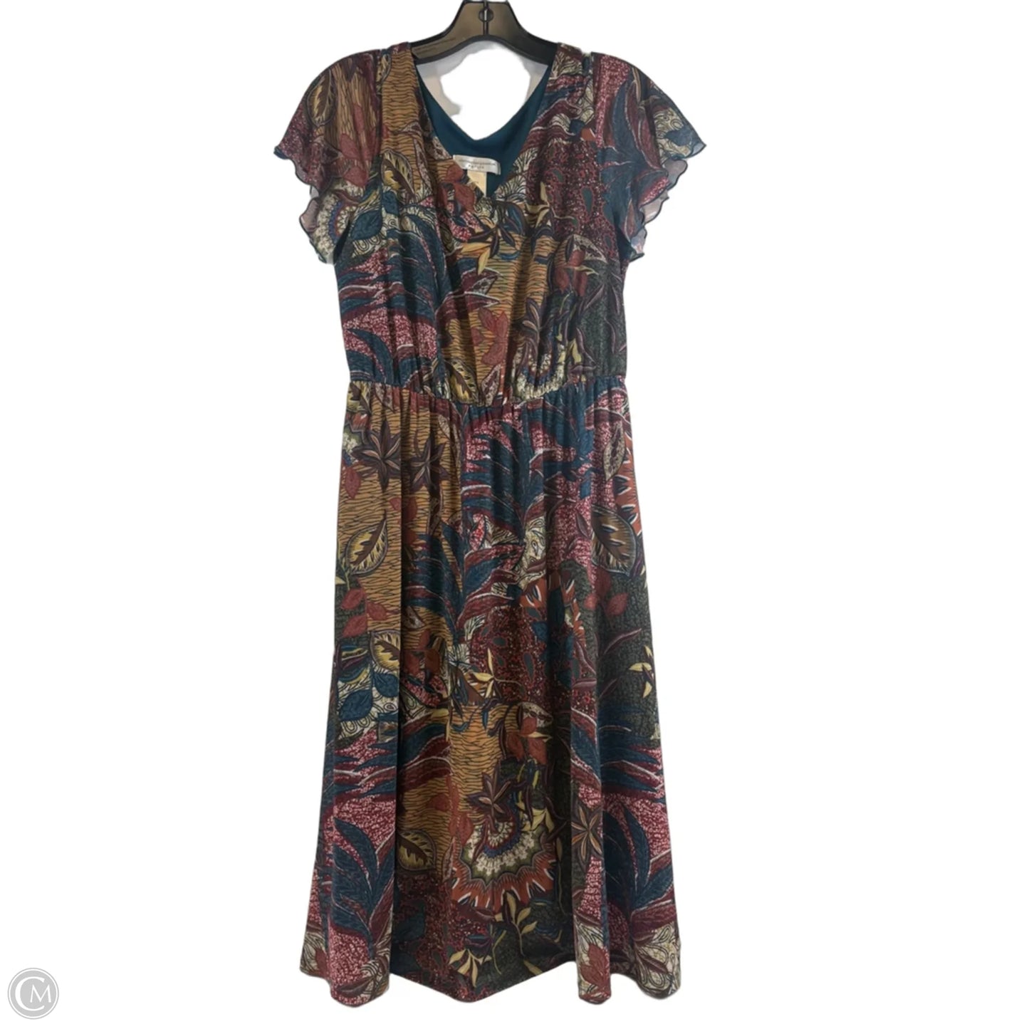 Dress Casual Midi By Christopher And Banks In Blue & Tan, Size: Sp