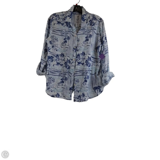 Top 3/4 Sleeve By Calypso St Barth In Blue & White, Size: M