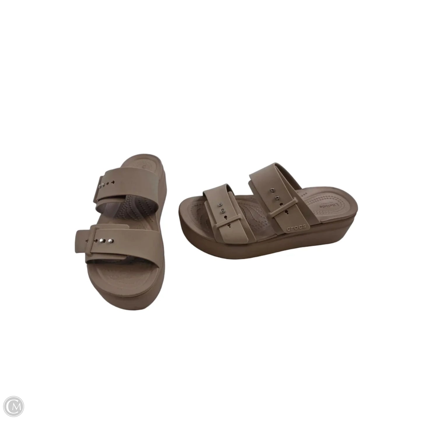 Sandals Heels Platform By Crocs In Brown, Size: 7
