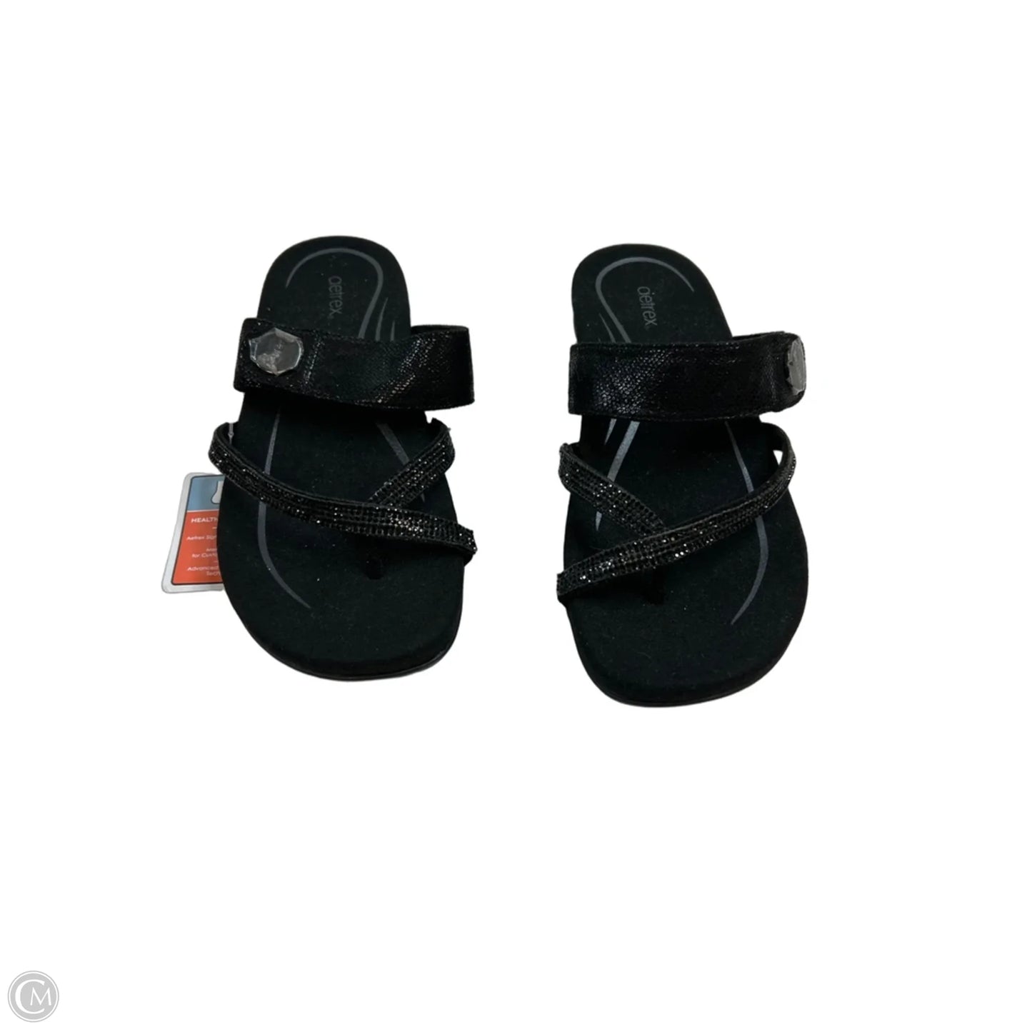 Sandals Flats By Aetrex In Black, Size: 9.5