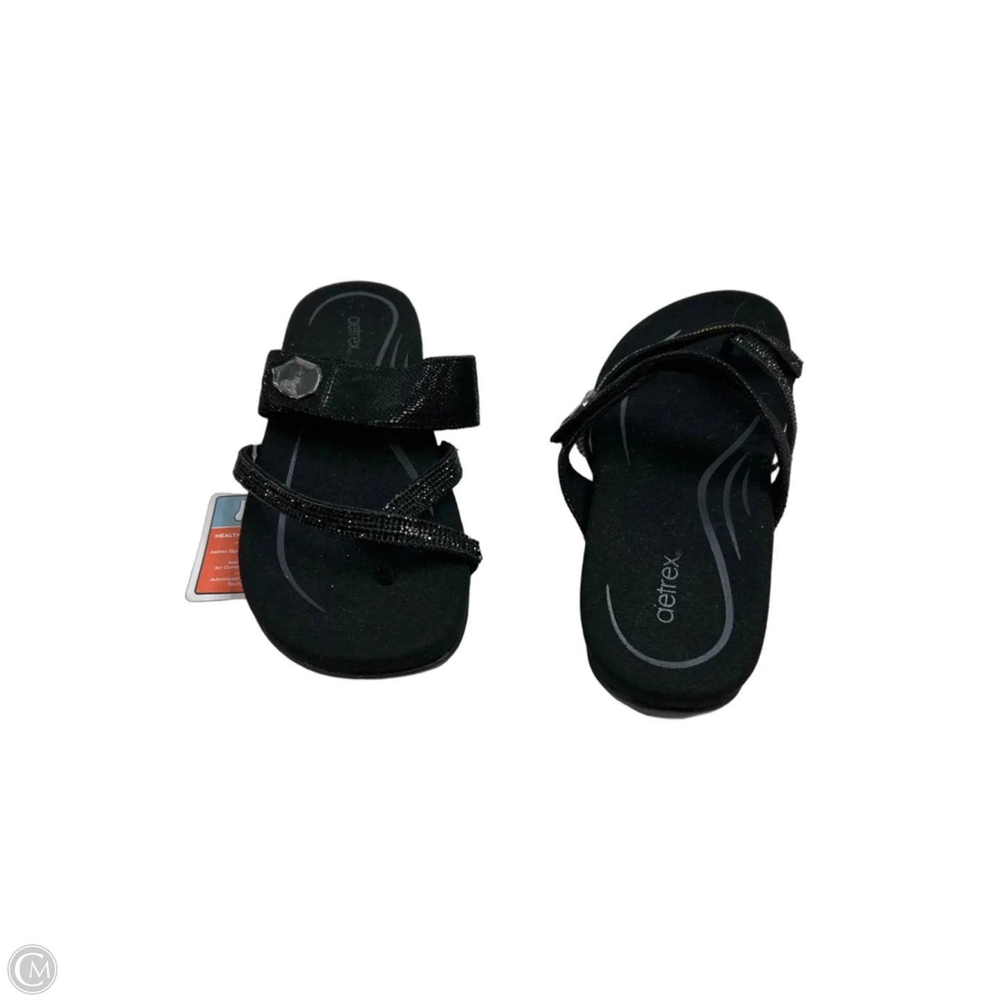 Sandals Flats By Aetrex In Black, Size: 9.5
