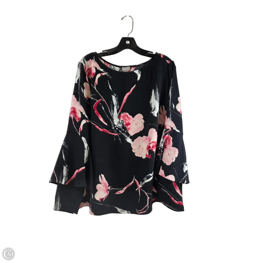Top Long Sleeve By Chicos In Black & Pink, Size: Xl