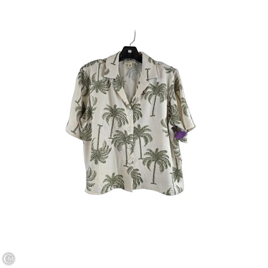 Top Short Sleeve By Tamara H In Cream & Green, Size: L
