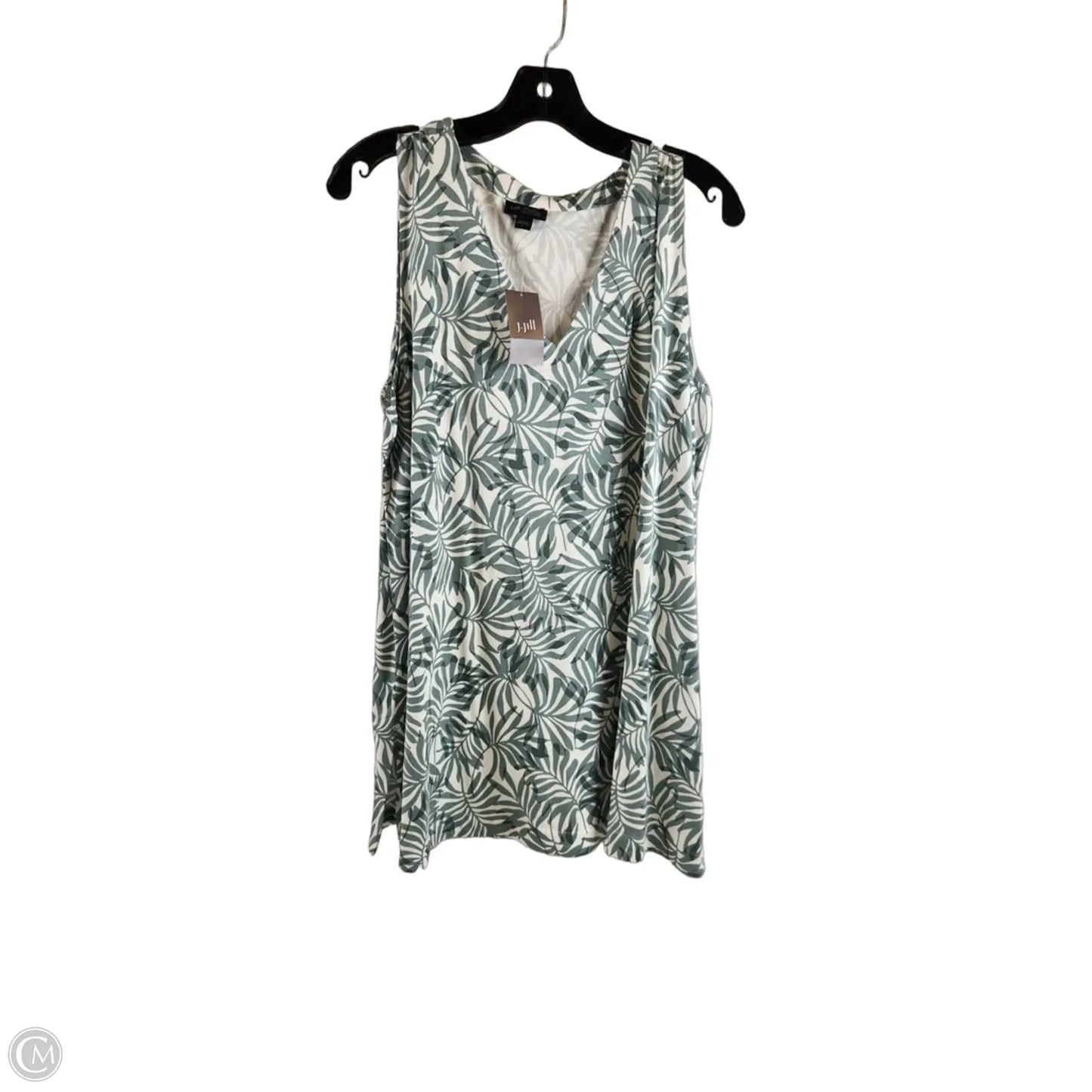 Top Sleeveless By J. Jill In Green & White, Size: L