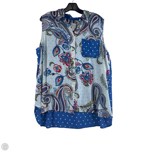 Top Sleeveless By Chicos In Blue & Red, Size: Xl