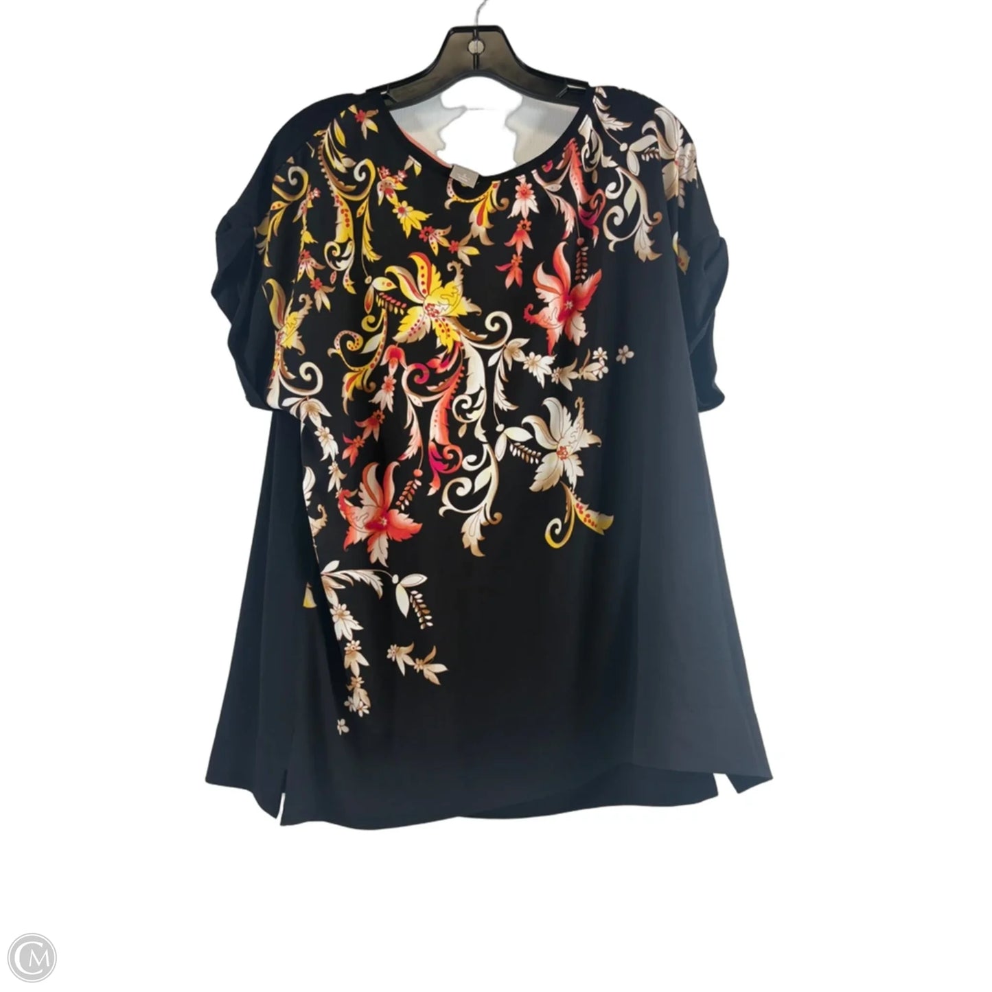 Top Short Sleeve By Chicos In Black & Yellow, Size: Xl