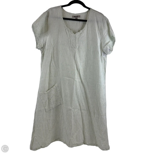 Dress Casual Midi By Flax In Green & White, Size: M
