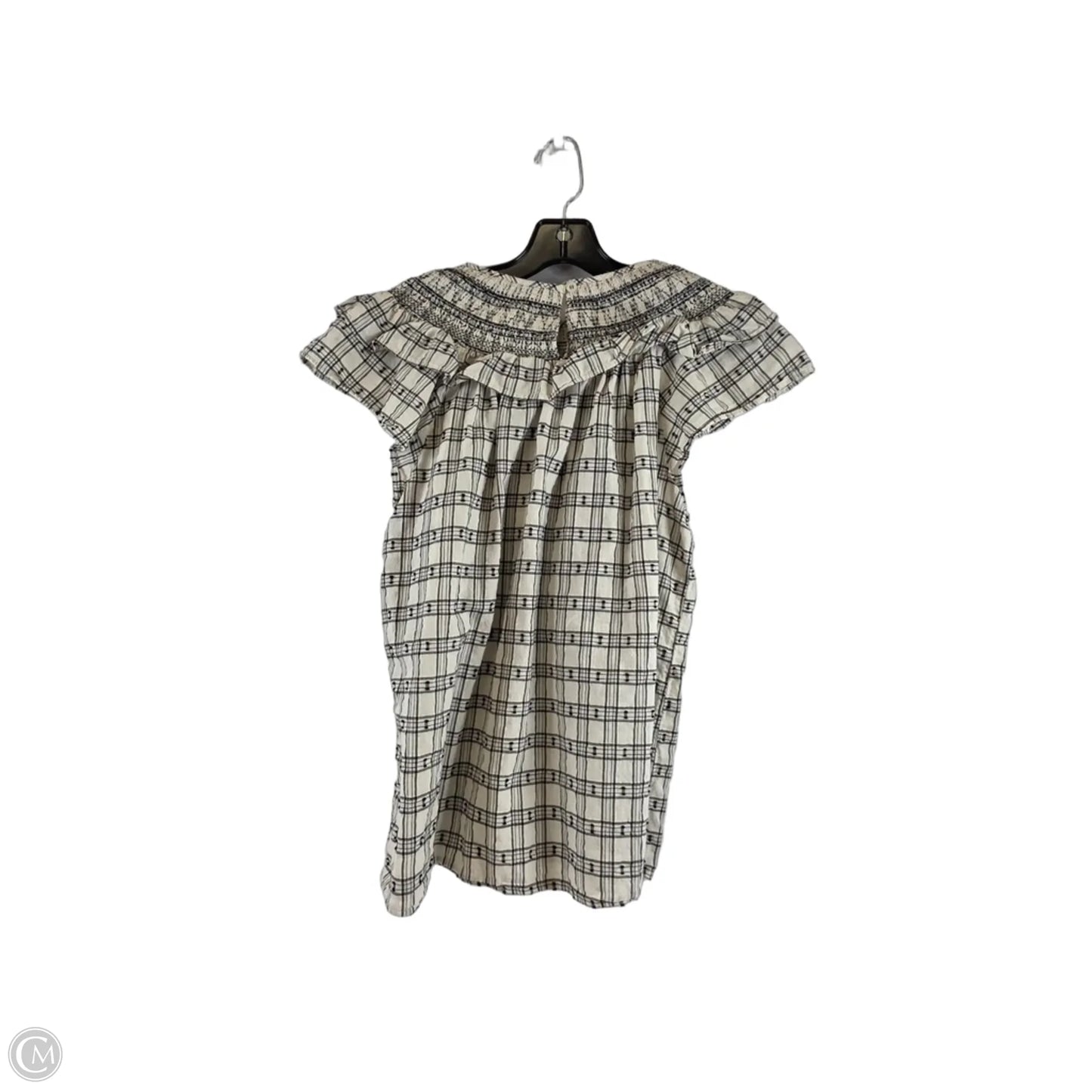 Top Short Sleeve By Loft In Black & Cream, Size: M
