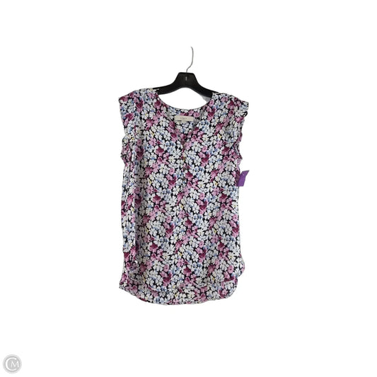 Top Short Sleeve By Loft In Pink & White, Size: S