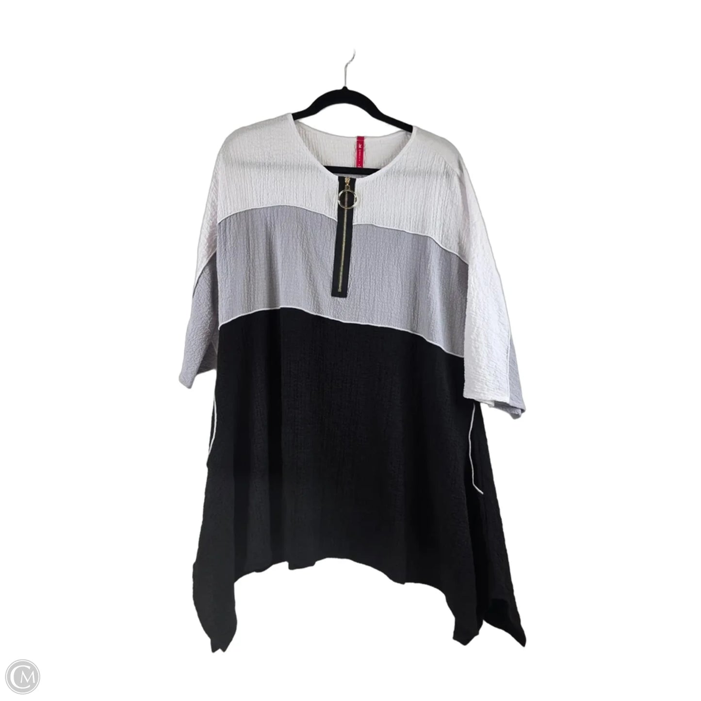 Top Short Sleeve By Ic By Connie K In Black & Grey, Size: L