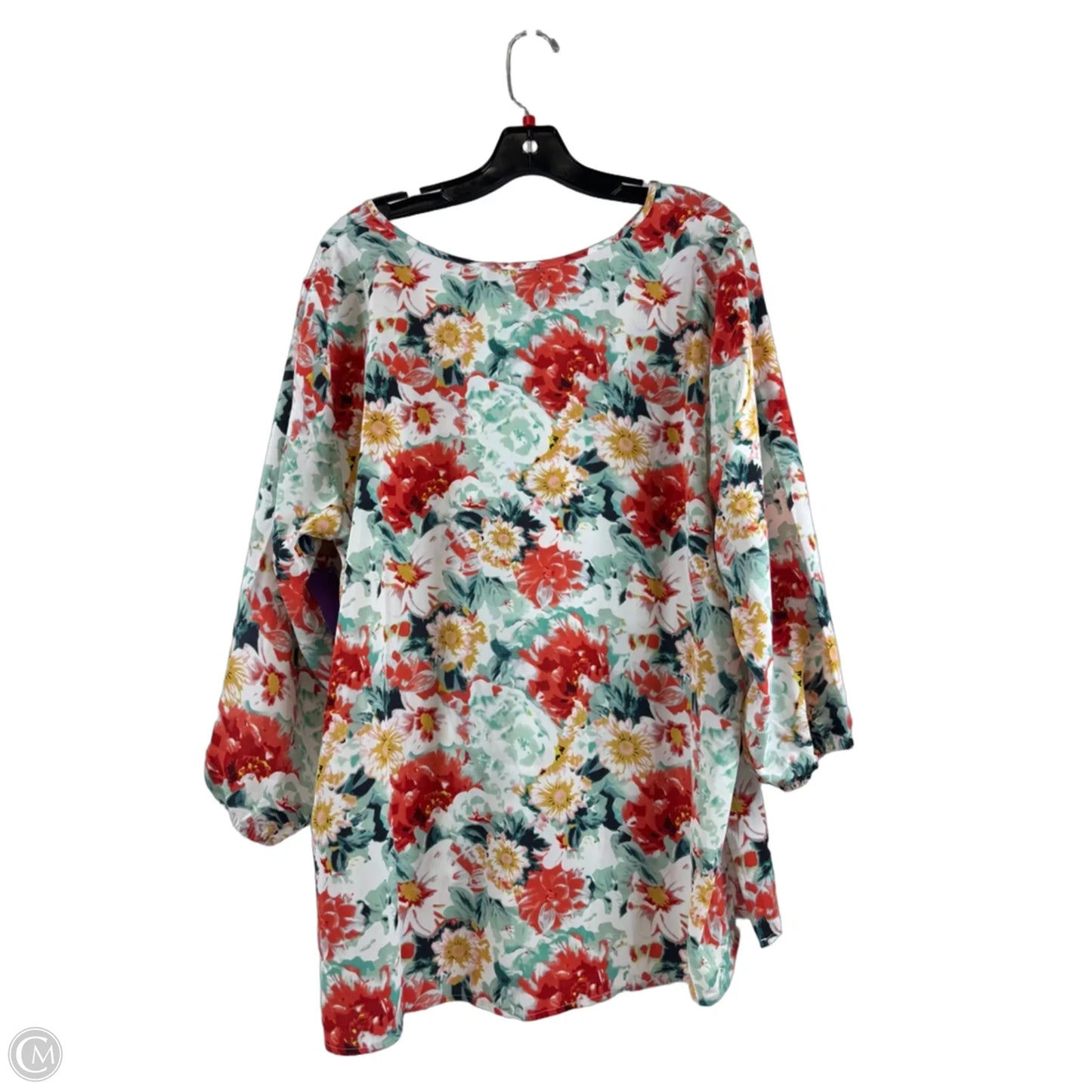 Top 3/4 Sleeve By Mario Serrani In Floral Print, Size: Xl