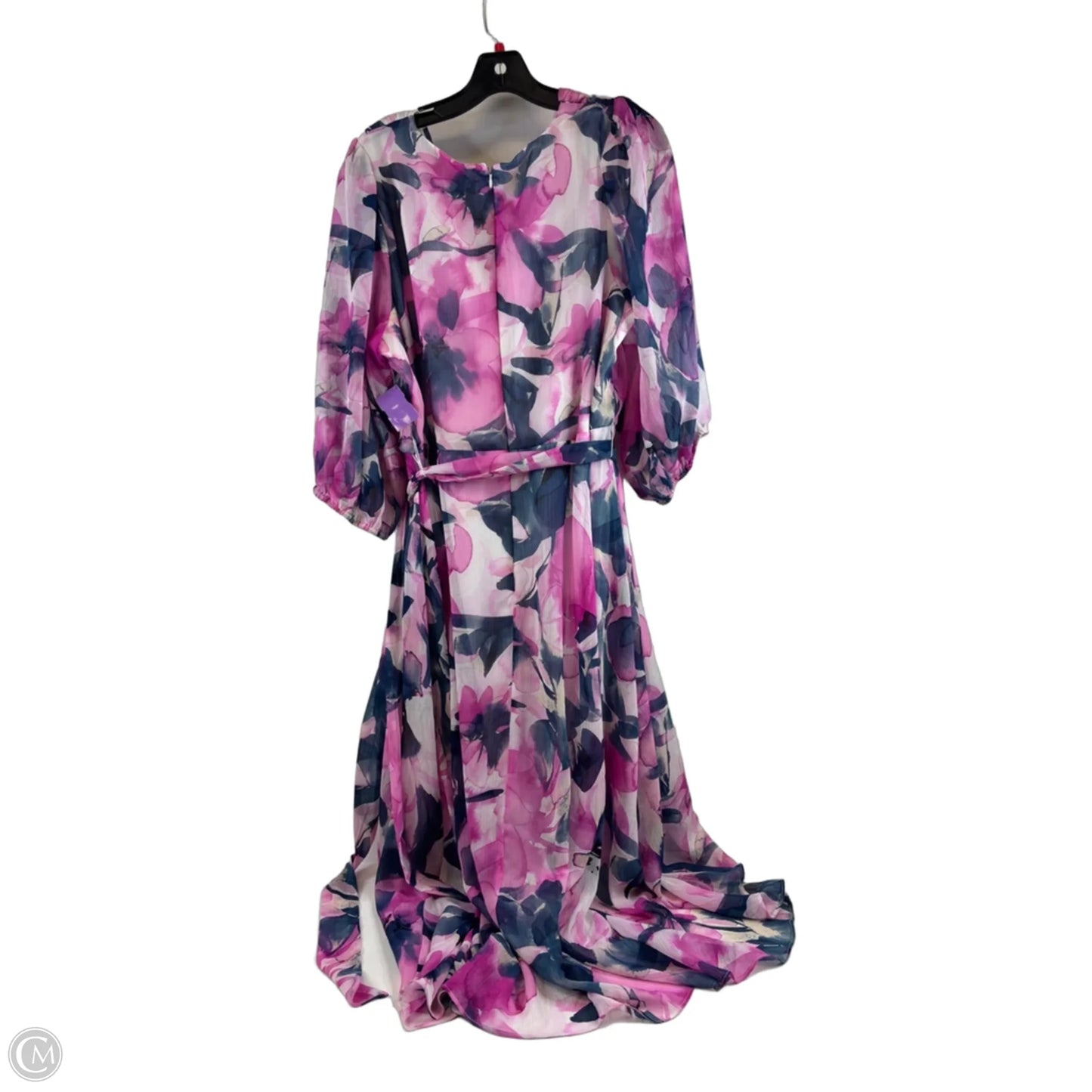 Dress Casual Midi By Dkny In Pink & White, Size: Xl