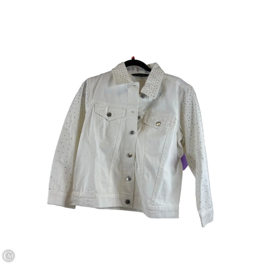 Jacket Denim By Colleen Lopez In White Denim, Size: Xs