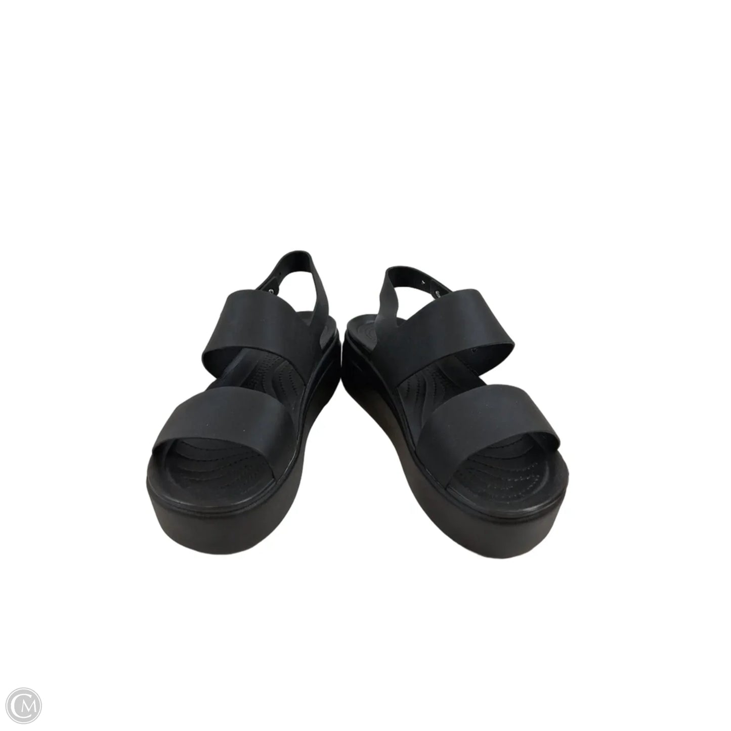 Sandals Heels Platform By Crocs In Black, Size: 10